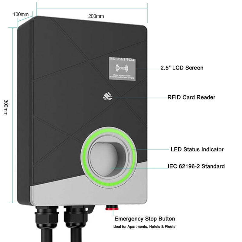 Трехфазная умная зарядная стан – обзор и цена 22Kw Wallbox Type 2 Ocpp Rfid
