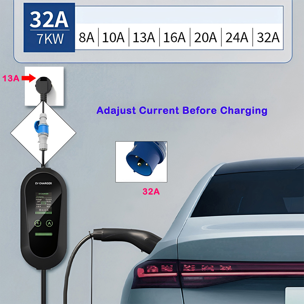 Портативное зарядное устройств – обзор и цена Portable Ev Charger 32A Type 2 Cee Plug