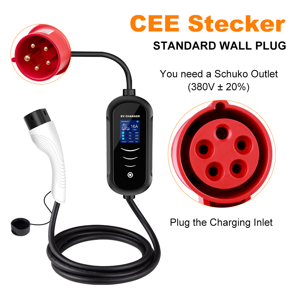 IPENGEN 11KW 16A 3-фазное порт – обзор и цена Portable Ev Charger 32A Type 2 Cee Plug