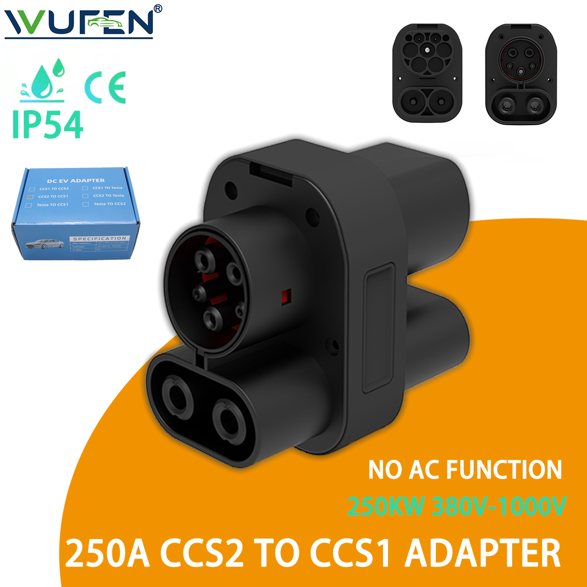 Адаптер WUFEN 250 кВт CCS2-CCS – обзор и цена Ccs2 To Ccs1 Fast Charge Adapter 250Kw